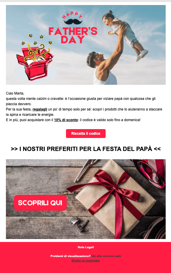 Esempio di newsletter che presenta una GIF